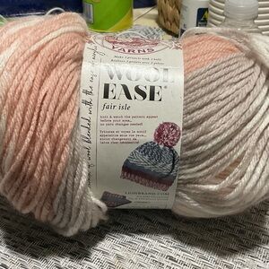 Lion Brand Wool-Ease Yarn - Cream and Pink